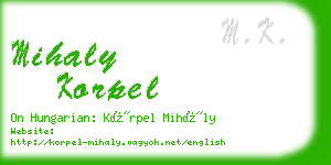 mihaly korpel business card